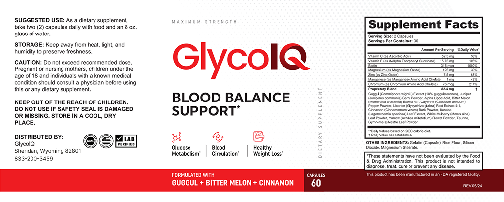 GlycoIQ Blood Balance Support ingredients
