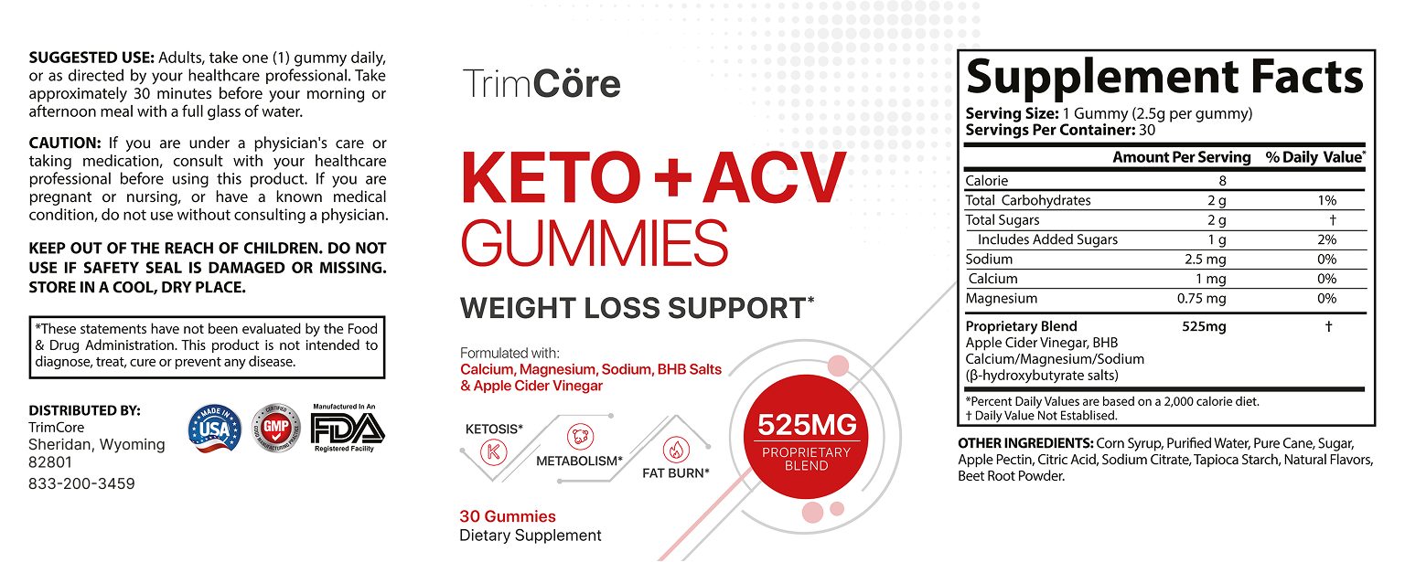 TrimCore Keto + ACV Gummies ingredients
